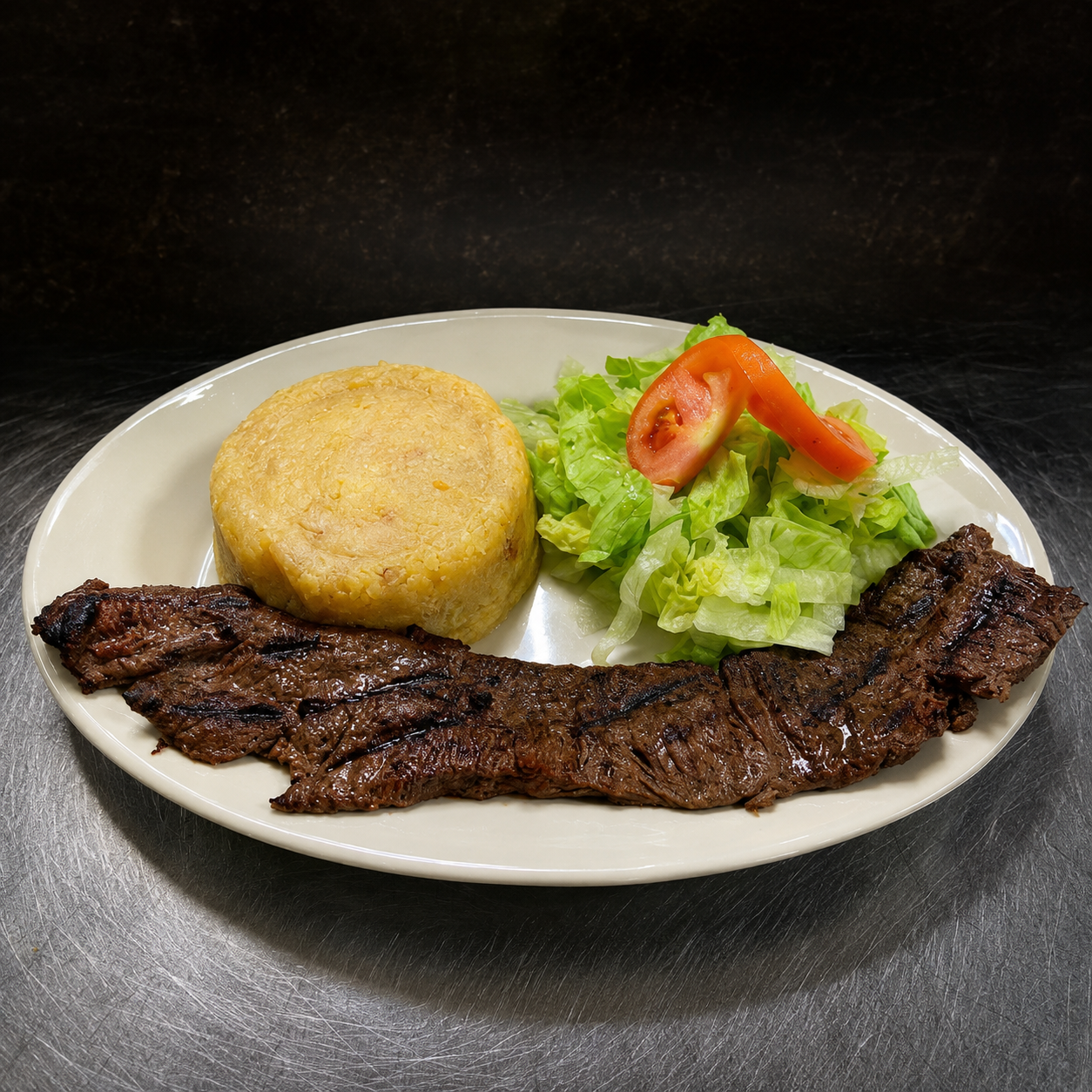 Los Pinos Café - Churrasco with Mofongo & Salad